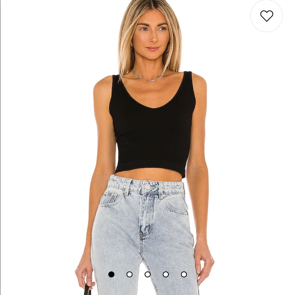 FREE PEOPLE Solid Rib Brain Black Tank